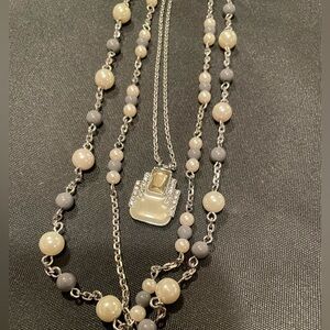 Lia Sophia- Elegant Silver and Pearl Necklace